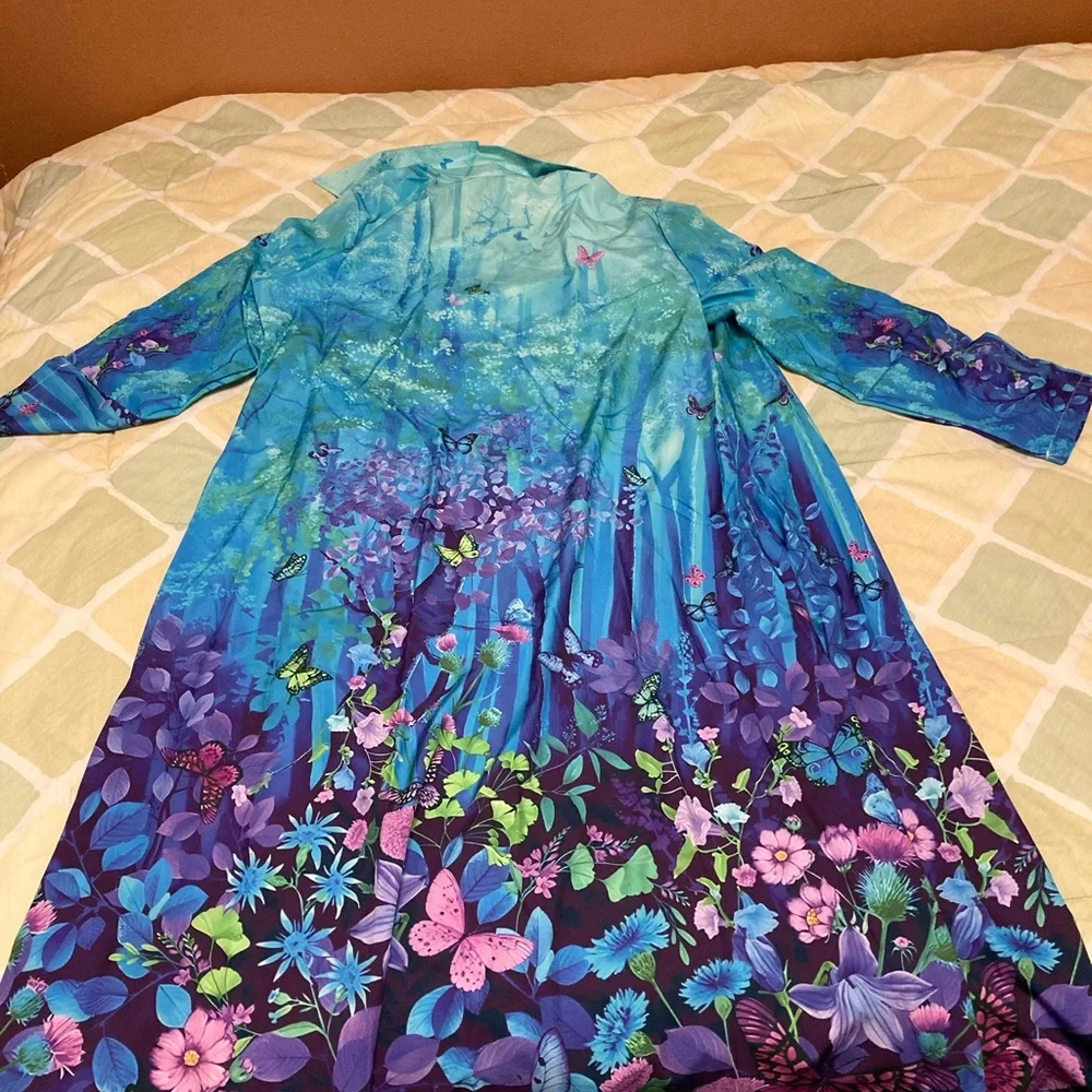 Plant prints Floral Open Front Longline Cardigan - Picture 8 of 8